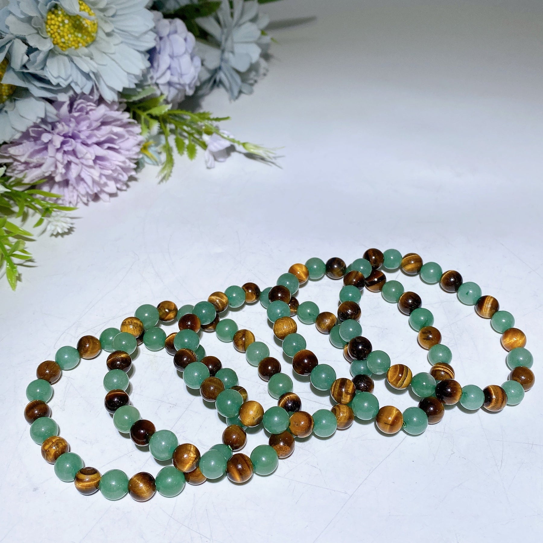 8mm Green Aventurine Tiger's Eye Bracelet
