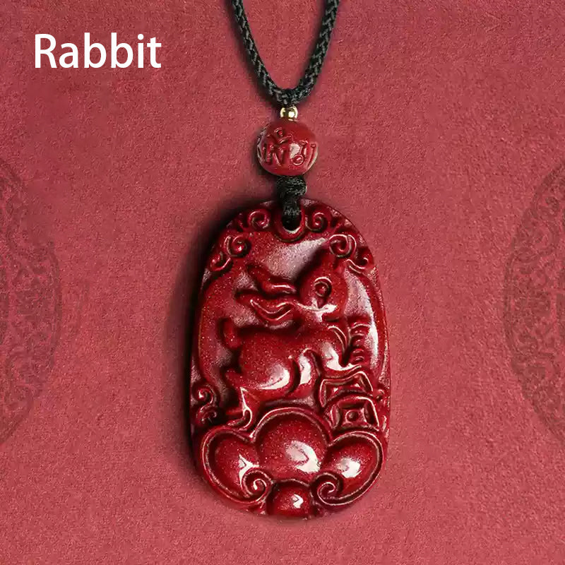 Hand-Carved Cinnabar Zodiac Cloud Pendants