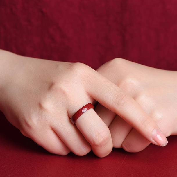 Faceted Cinnabar Ring