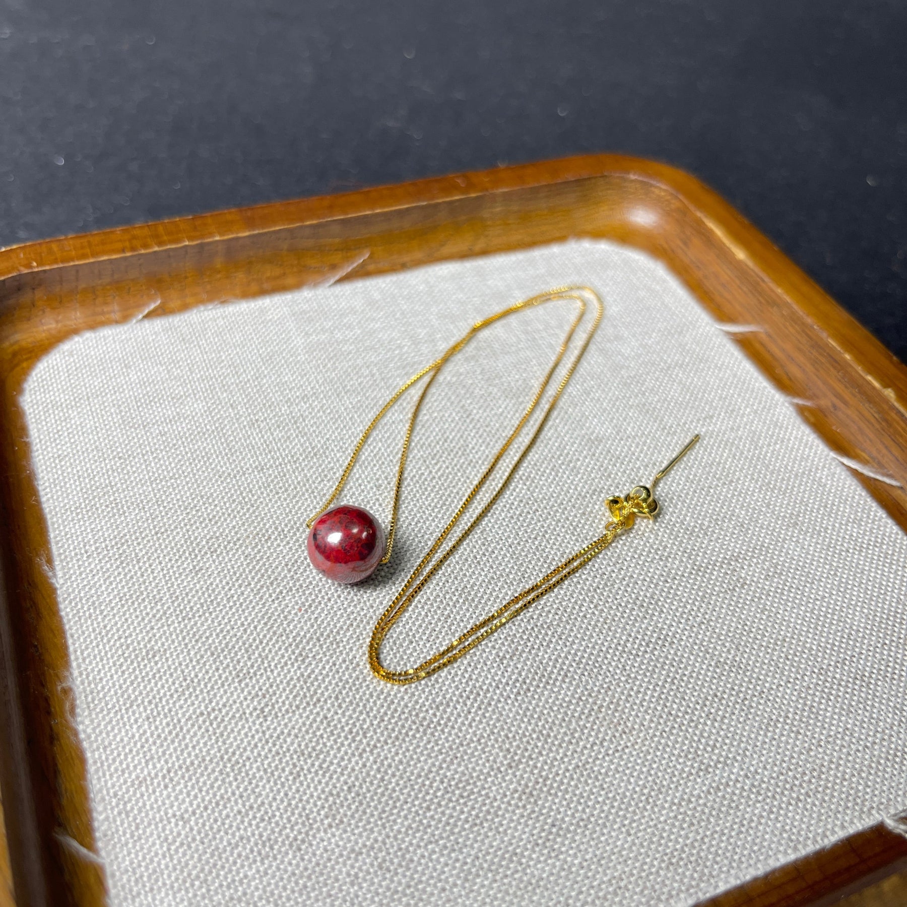 Deep Red Raw Cinnabar Solitaire Pendant – S925 Sterling Silver Chain