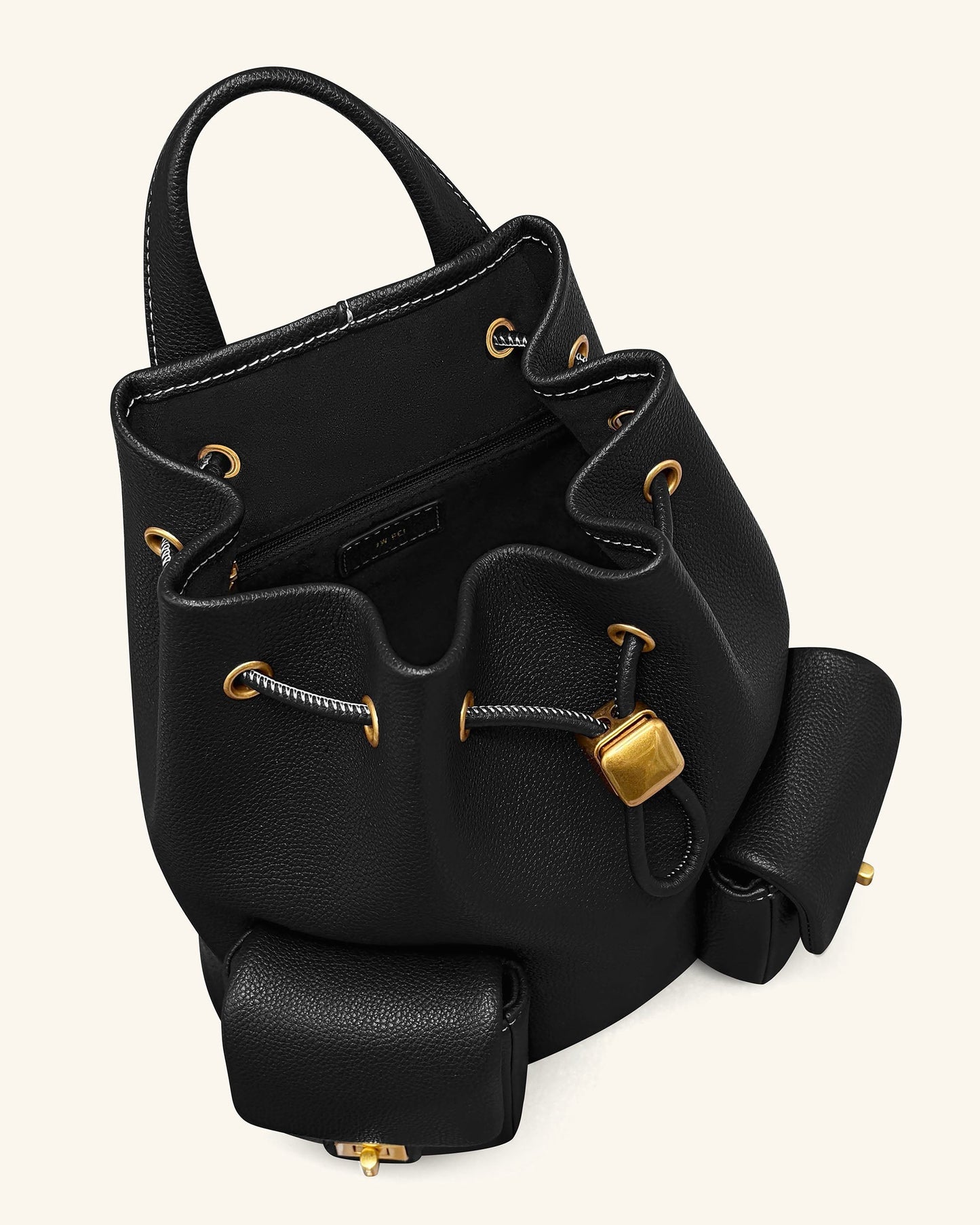 Avery Pebbled Drawstring Utility Backpack – Black