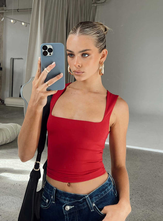 Back In Time Top Red - women's top by Ellevoria