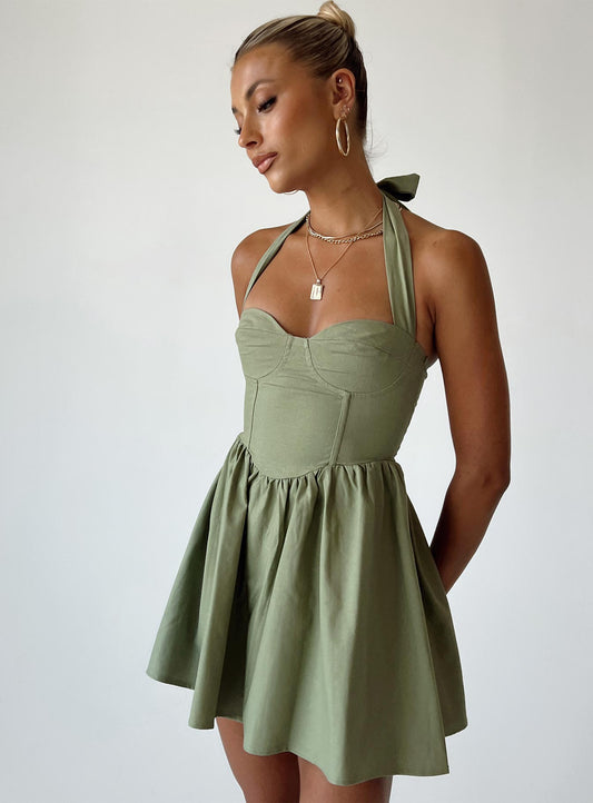 Lyle Mini Dress Sage - women's fashion by Ellevoria