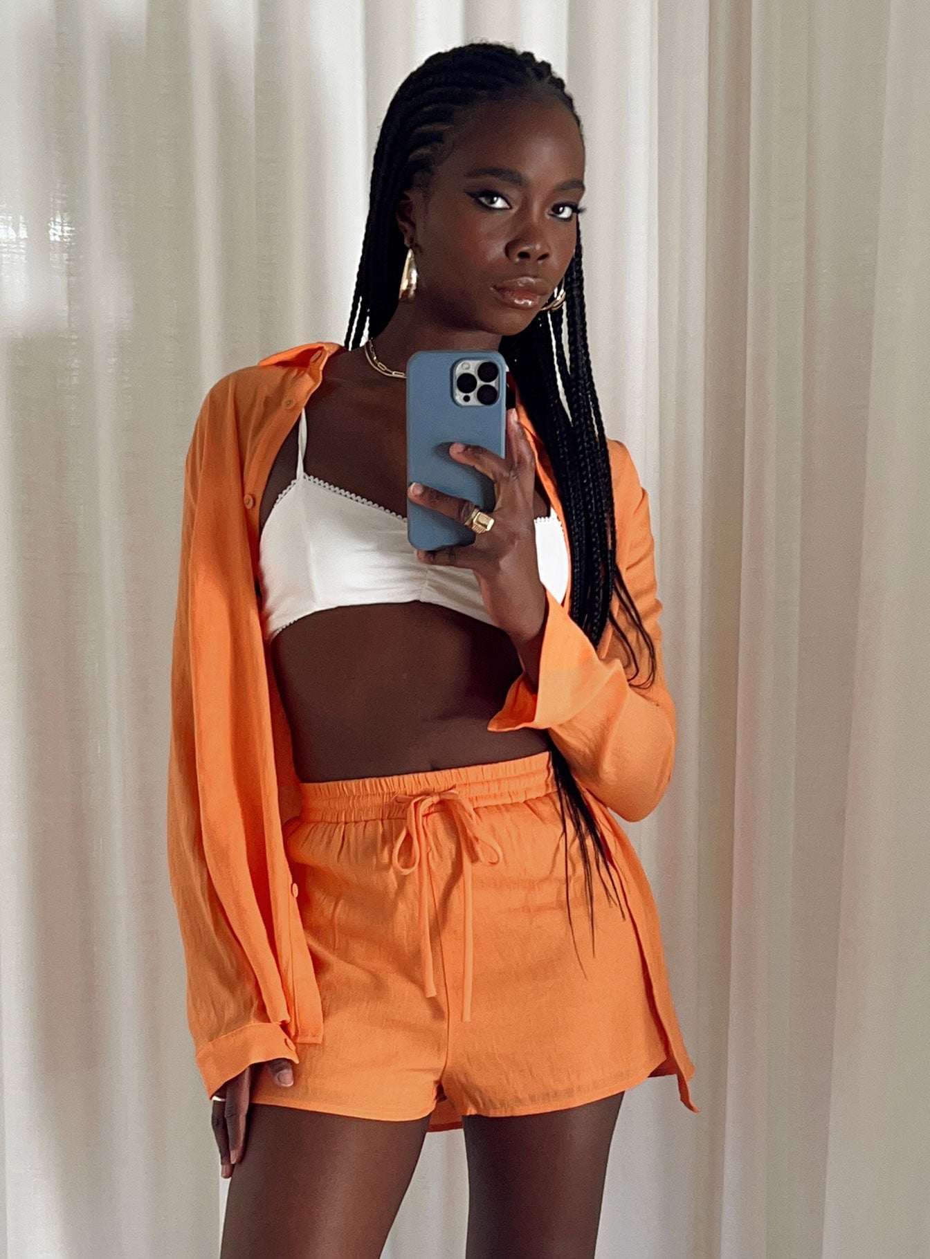 Chloe Set Orange - women's shirt by Ellevoria