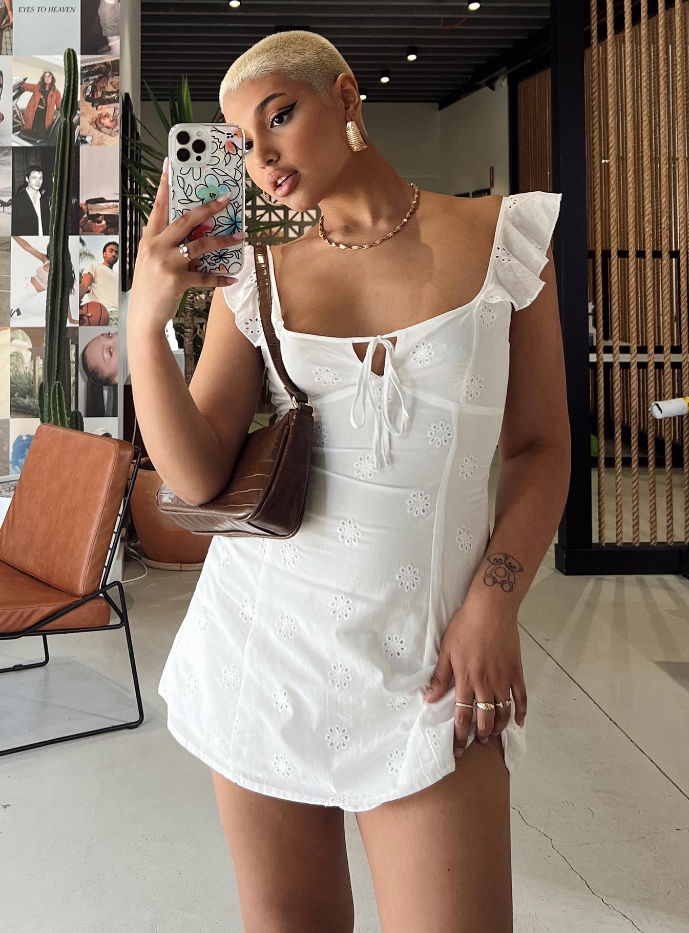 Besiana Mini Dress White - women's fashion by Ellevoria - view 6