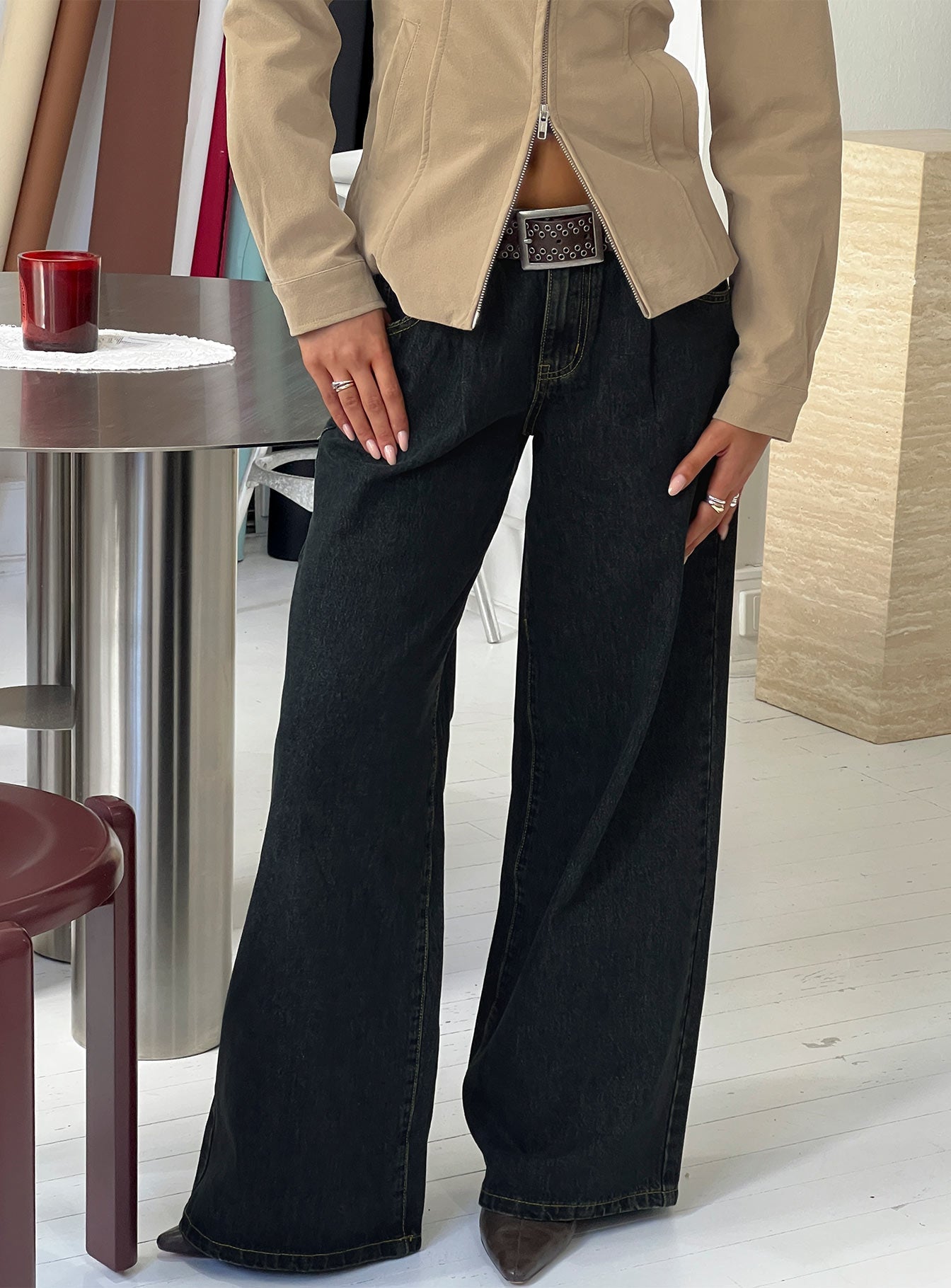 Supercut Low Rise Baggy Pleat Jeans Grunge Wash women's denim jeans by Ellevoria