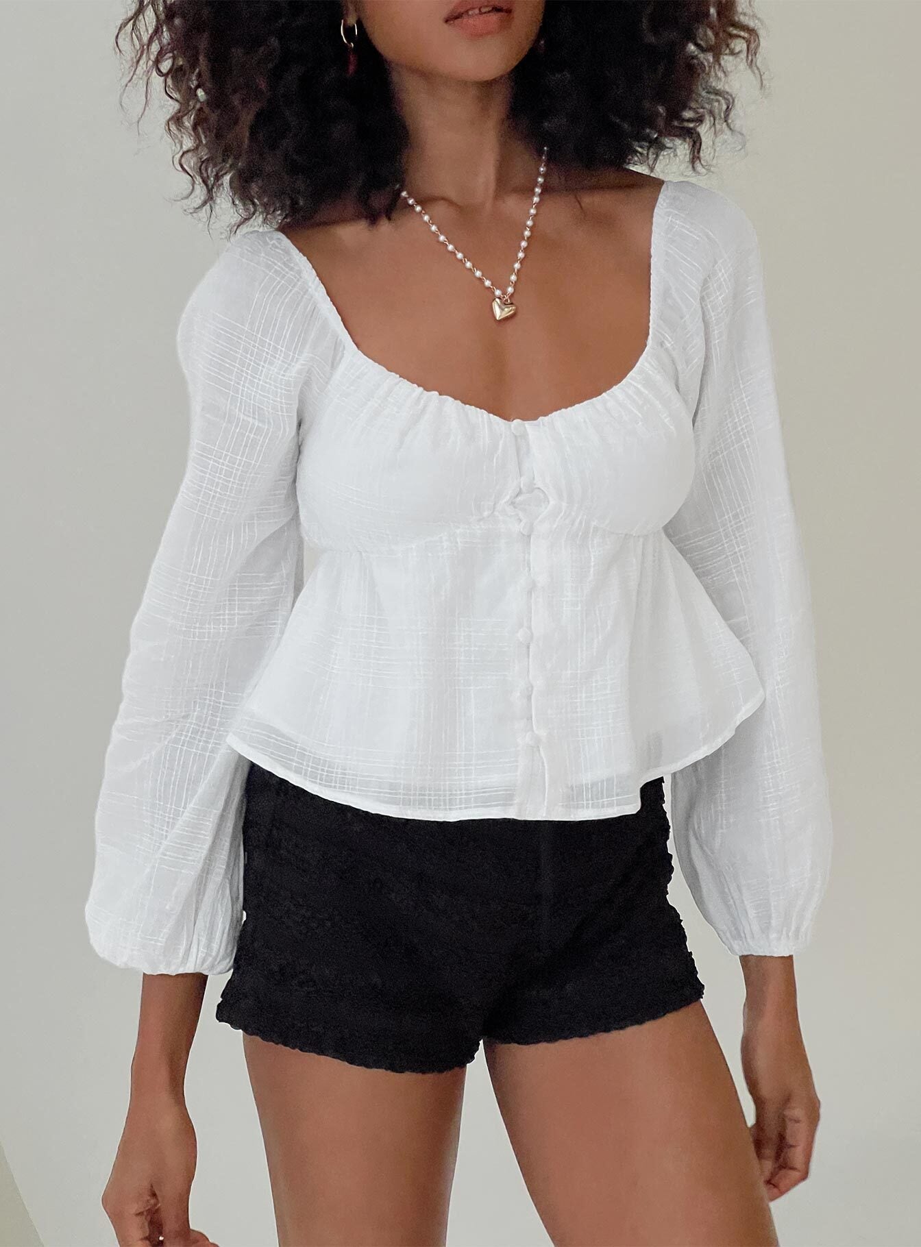 Maxime Long Sleeve Top White - women's shirt by Ellevoria