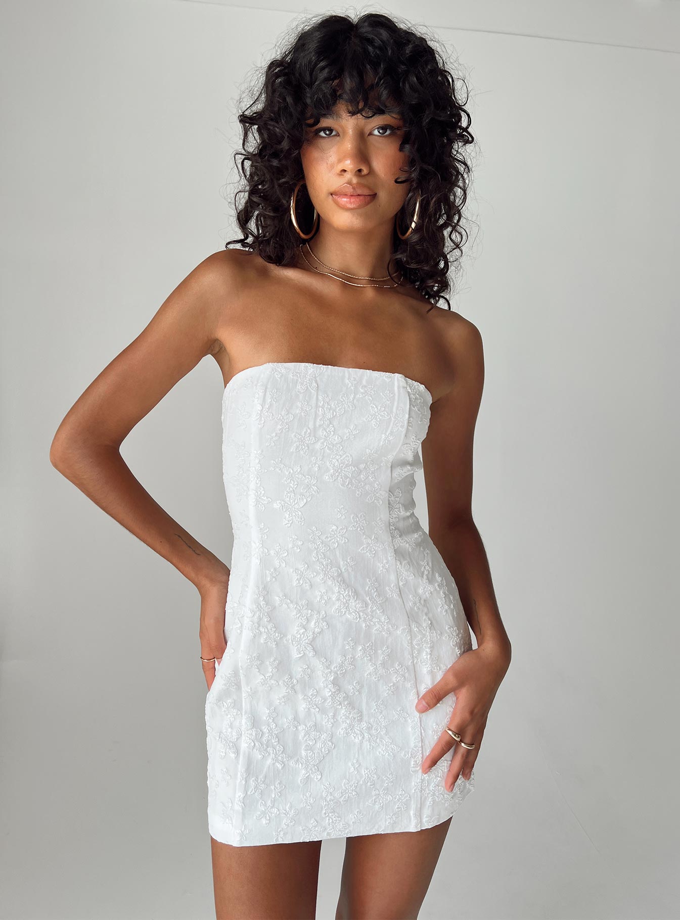 Anja Mini Dress White - women's fashion by Ellevoria - view 6