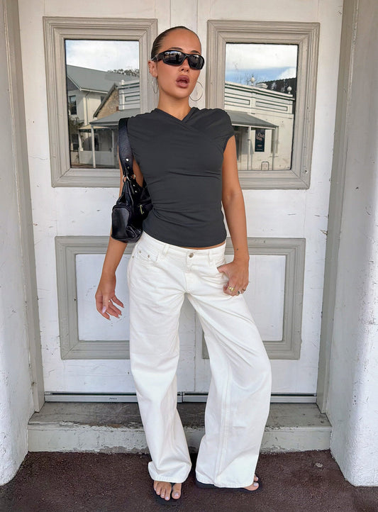 Ellanor Low Rise Straight Leg Jeans White women's denim jeans by Ellevoria