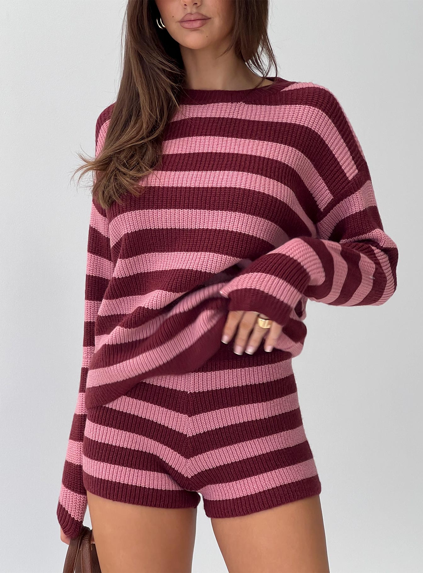 Whole New World Knit Set Pink Stripe women's matching set by Ellevoria