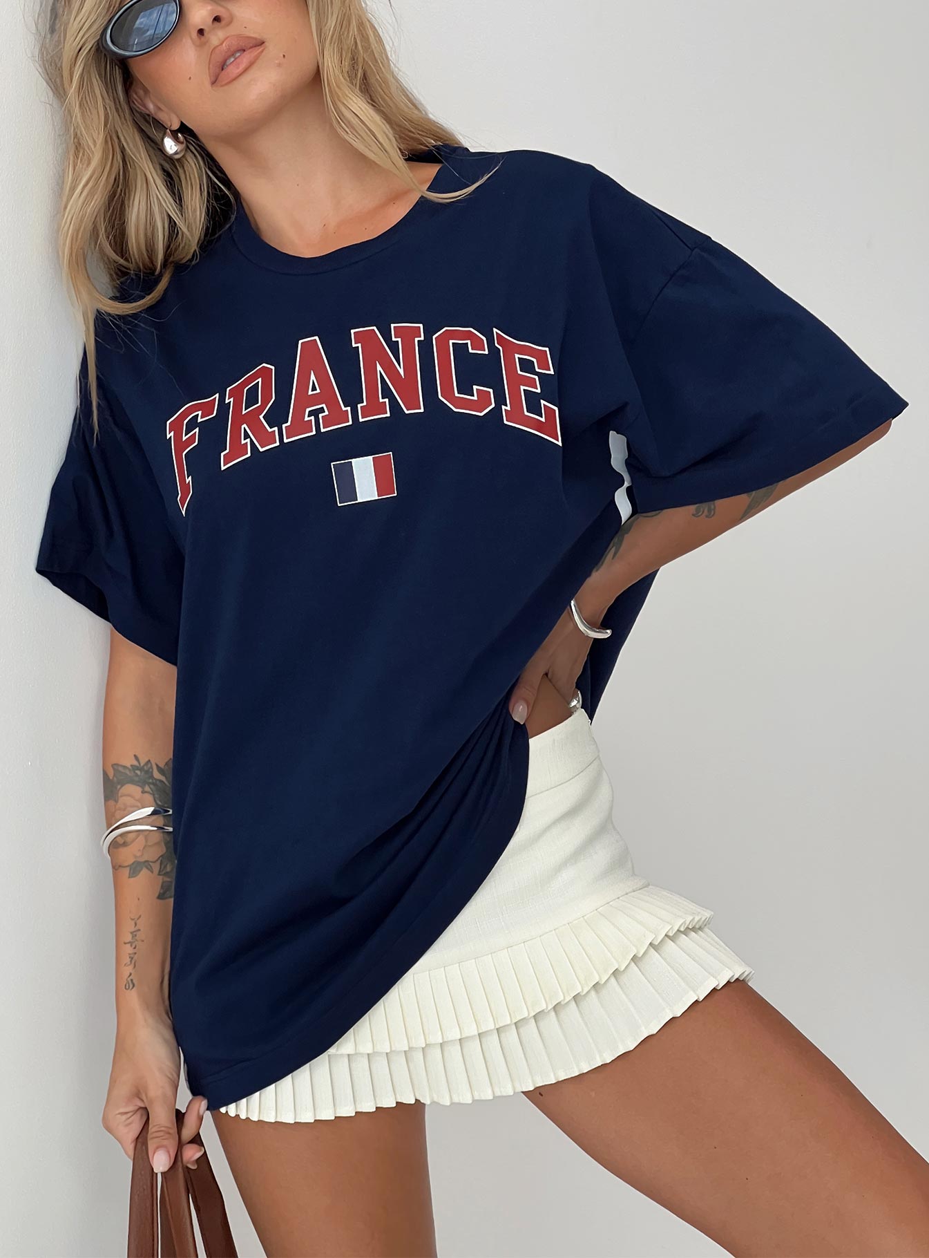 Goal France Oversized Tee Blue - women's top by Ellevoria - view 8