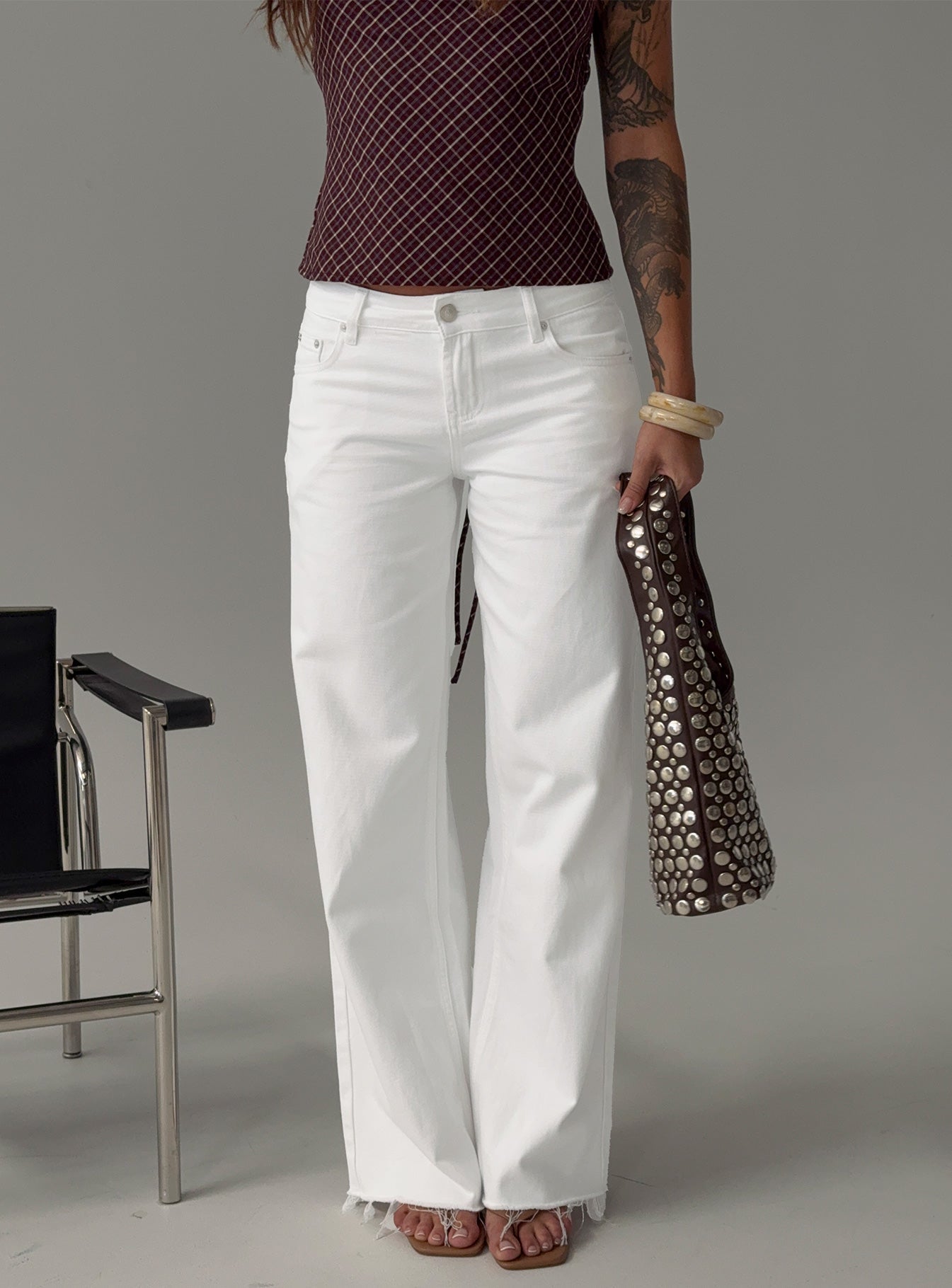 Sabryna Low Rise Straight Leg Jeans White women's denim jeans by Ellevoria