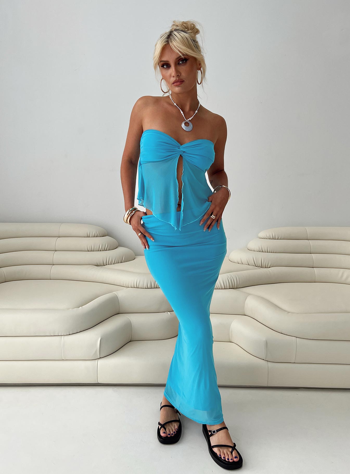 Saracho Set Blue women's skirt set by Ellevoria