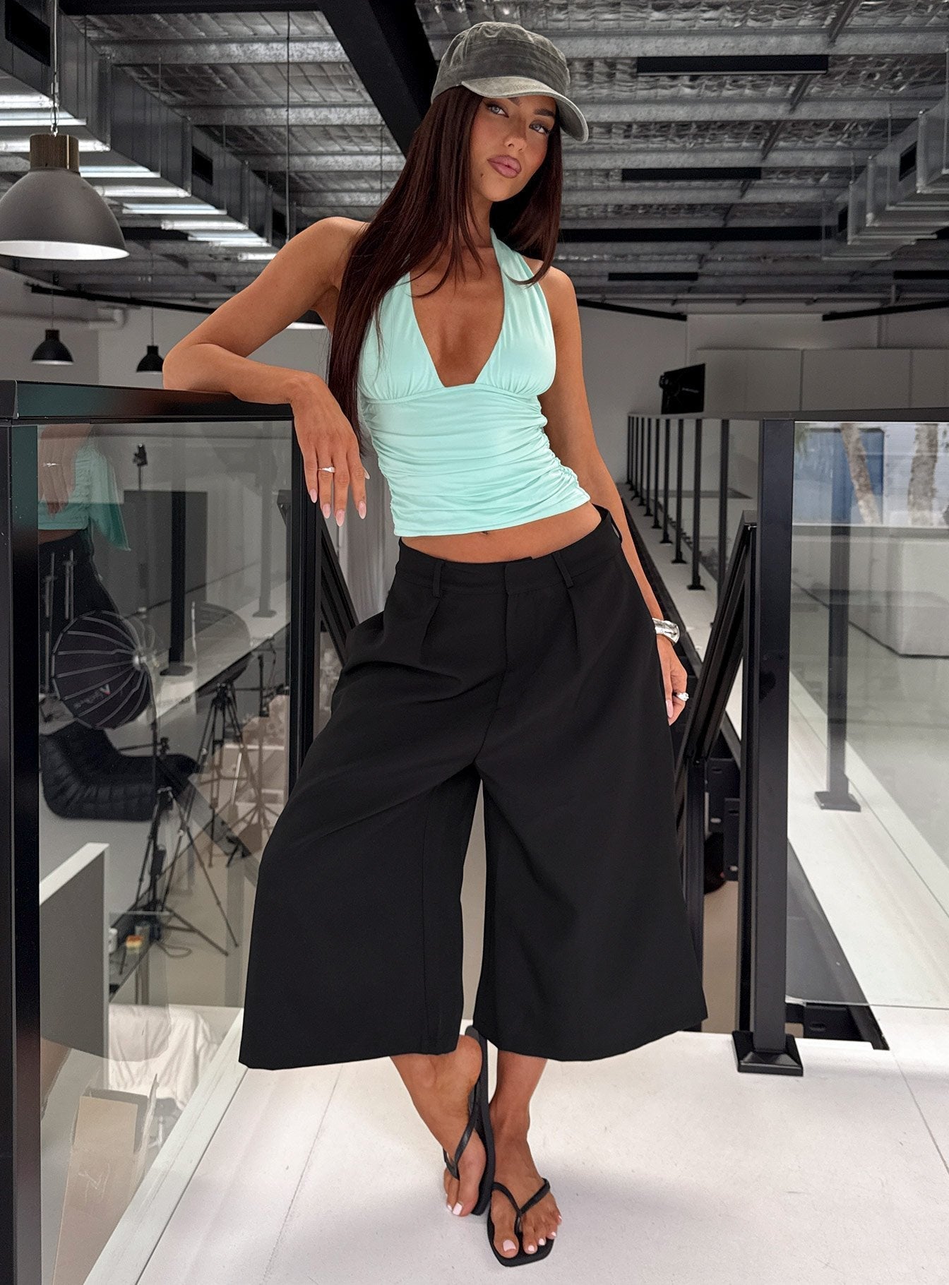 Busy Busy Low Baggy Capri Pant Black - loose fit women's bottoms by Ellevoria
