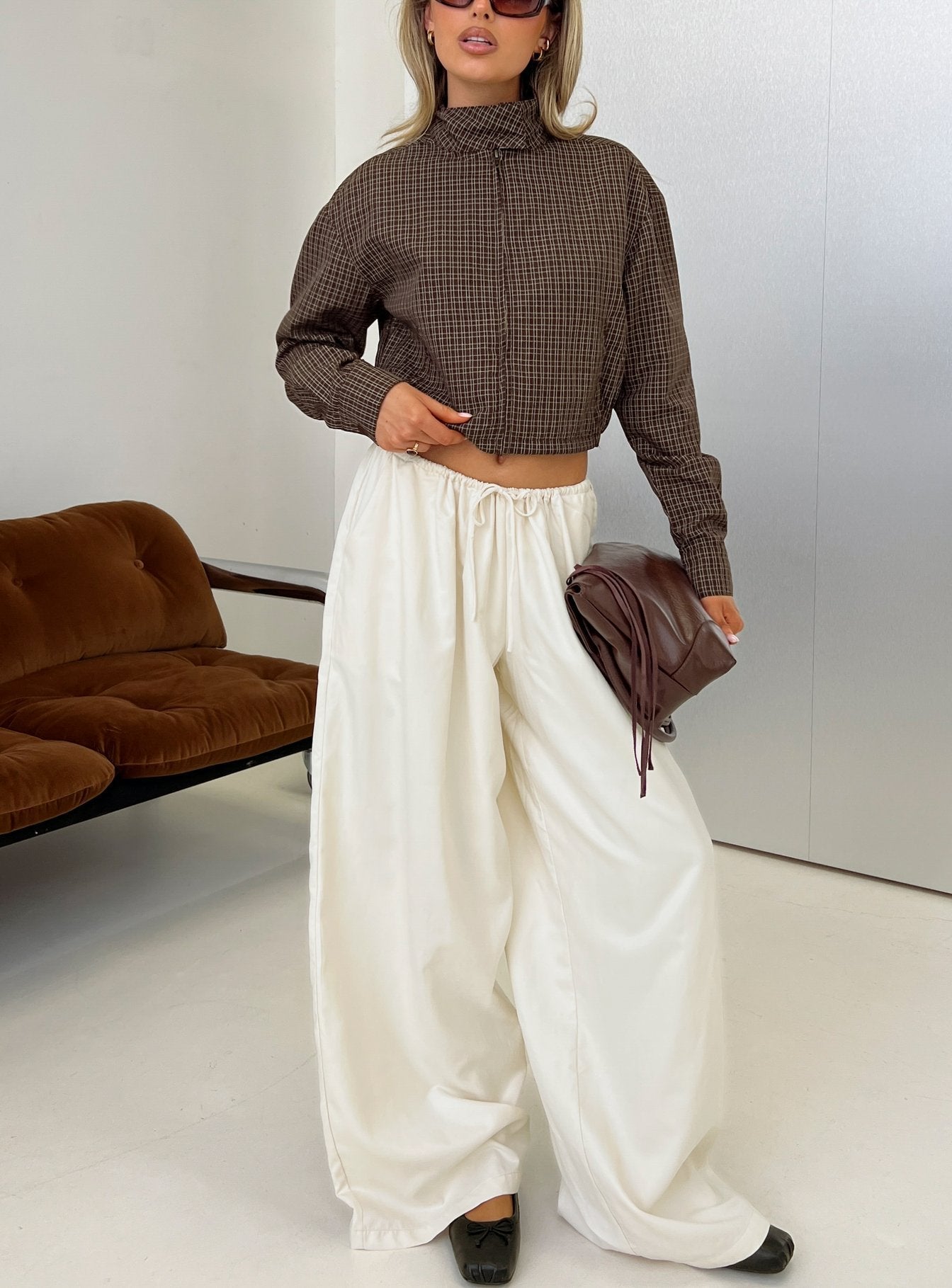 Bungala Oversized Relaxed Pants Ivory - loose fit women's bottoms by Ellevoria