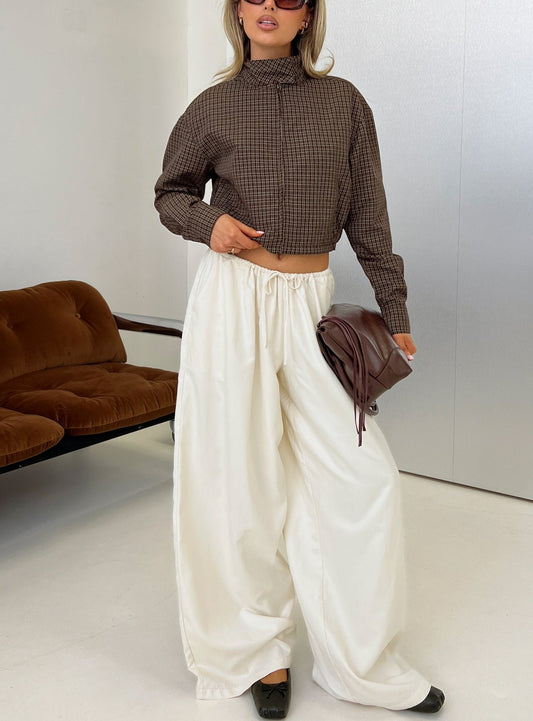 Bungala Oversized Relaxed Pants Ivory - loose fit women's bottoms by Ellevoria