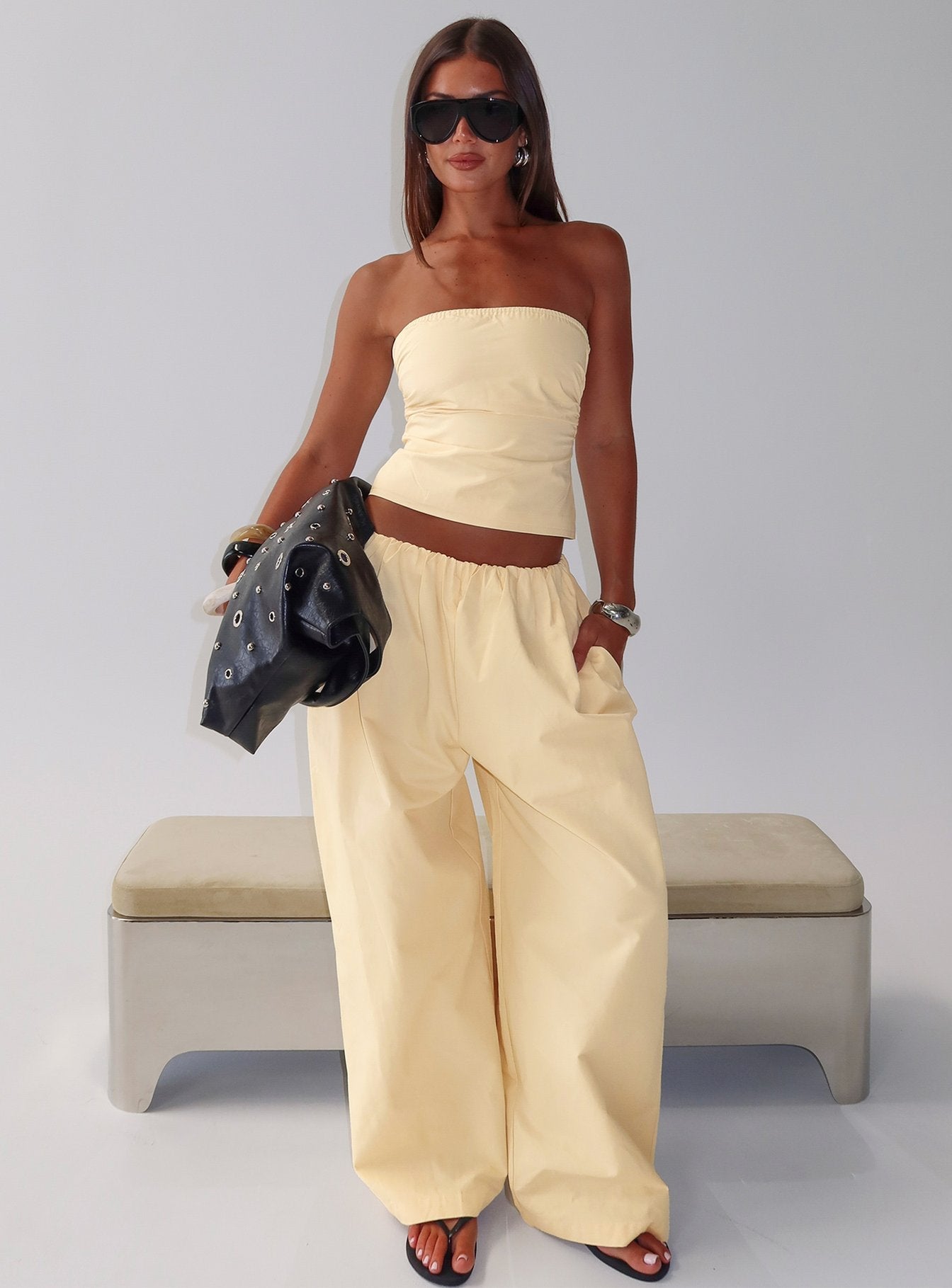 Tidekiss Pants Lemontini - loose fit women's bottoms by Ellevoria