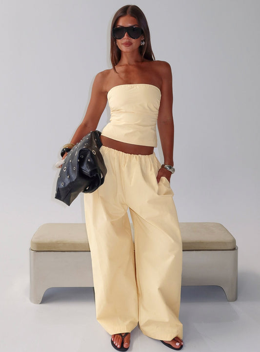 Tidekiss Pants Lemontini - loose fit women's bottoms by Ellevoria