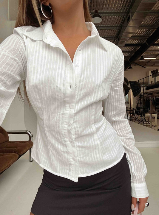 Fogler Shirt White - women's shirt by Ellevoria