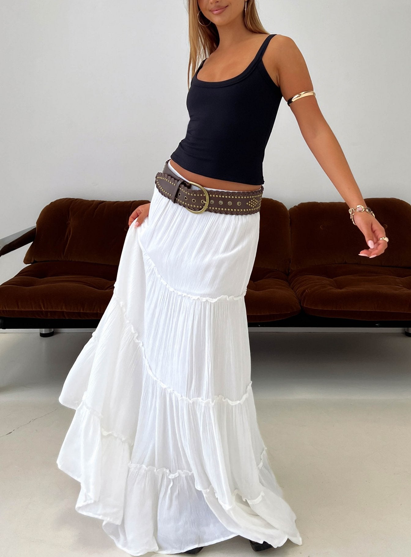 Miriah Maxi Skirt White women's skirt by Ellevoria