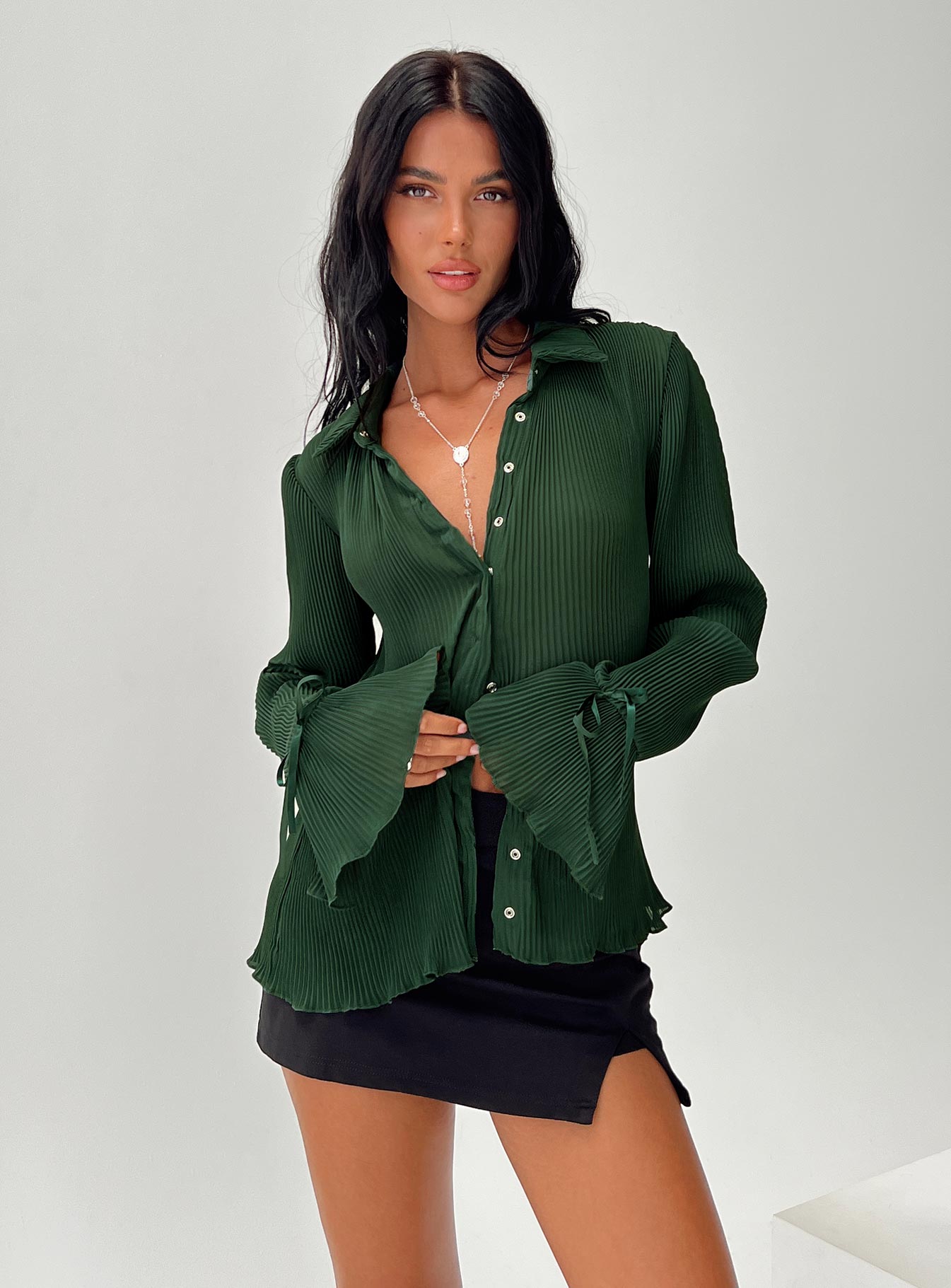 Ravil Shirt Forest Green - women's shirt by Ellevoria