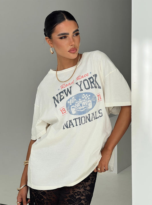 Road Race Nationals Tee White - women's top by Ellevoria