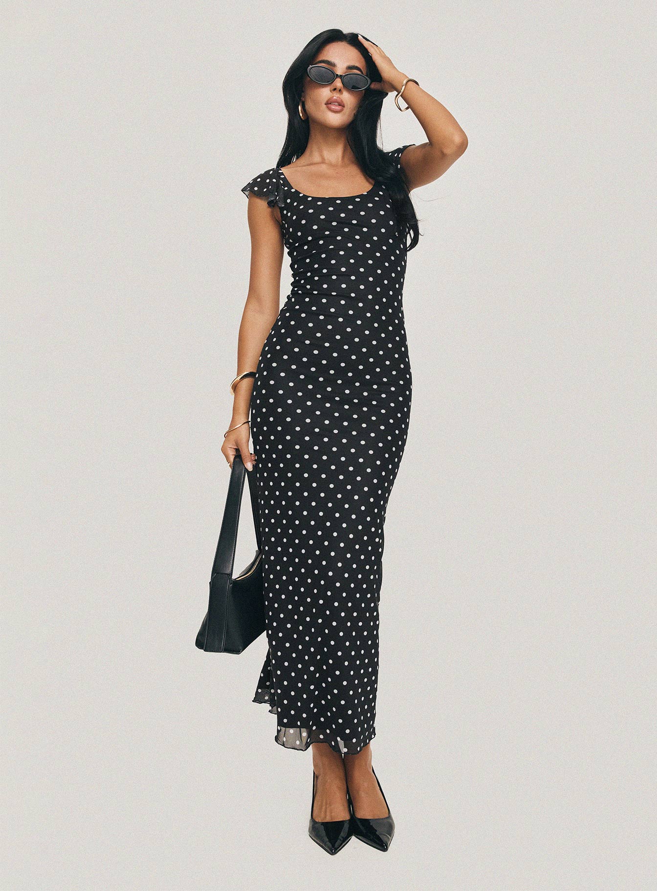 Sandberg Maxi Dress Black Polka Dot - women's maxi dress by Ellevoria - view 9