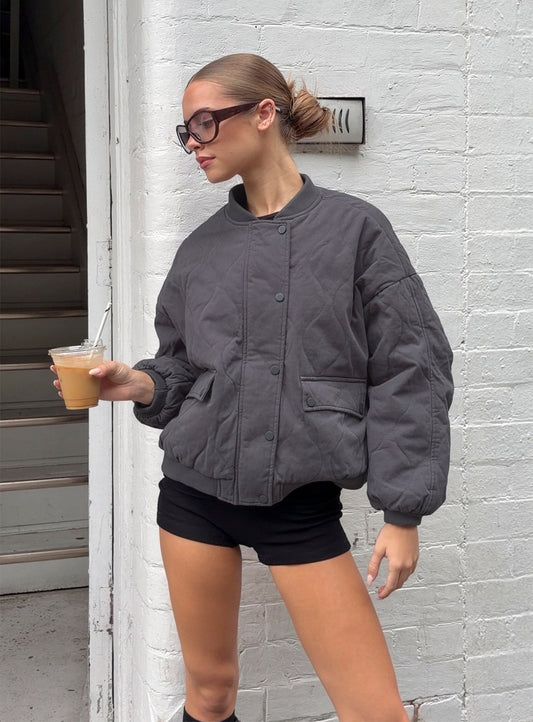 Stick Season Quilted Jacket Grey women's jacket by Ellevoria