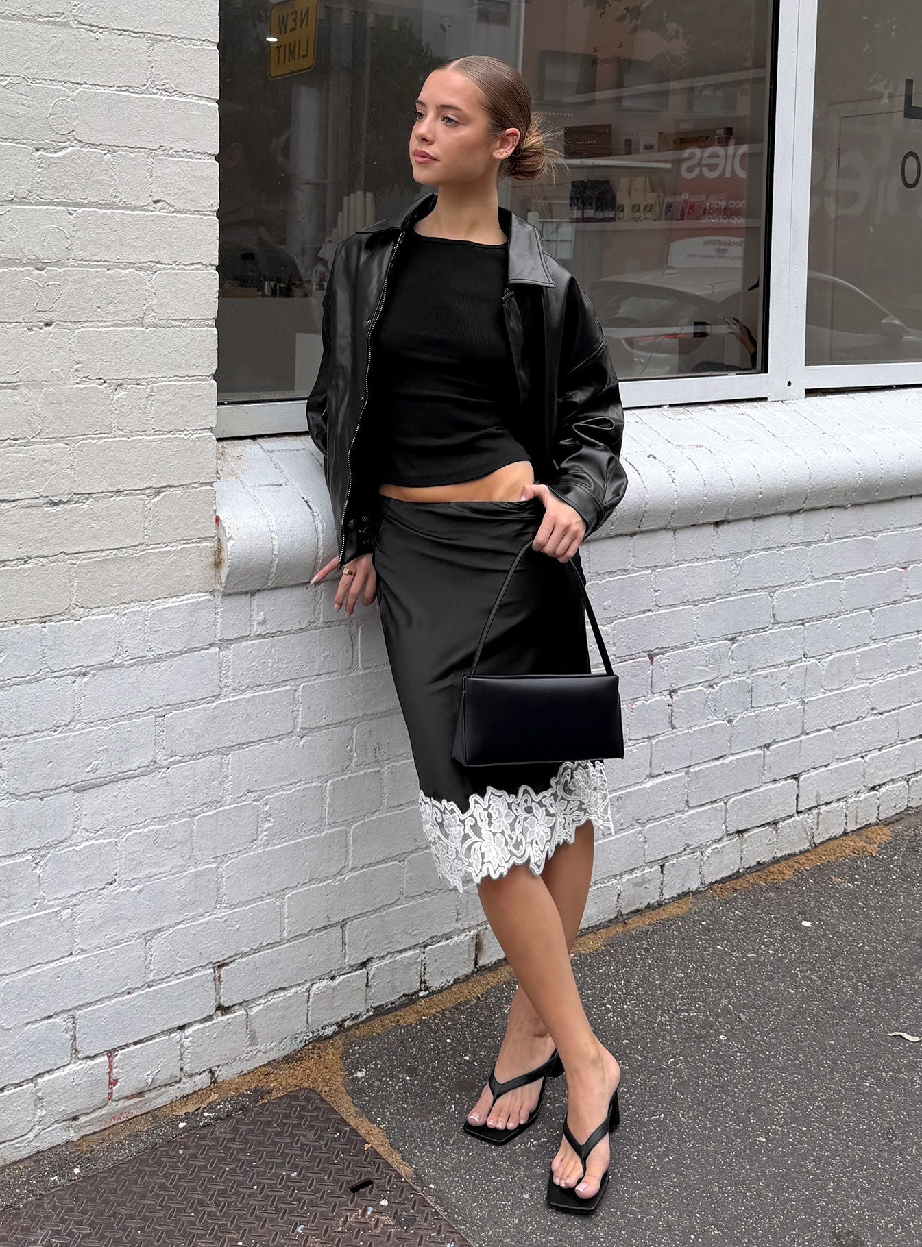 Anchored Midi Skirt Noir women's skirt by Ellevoria