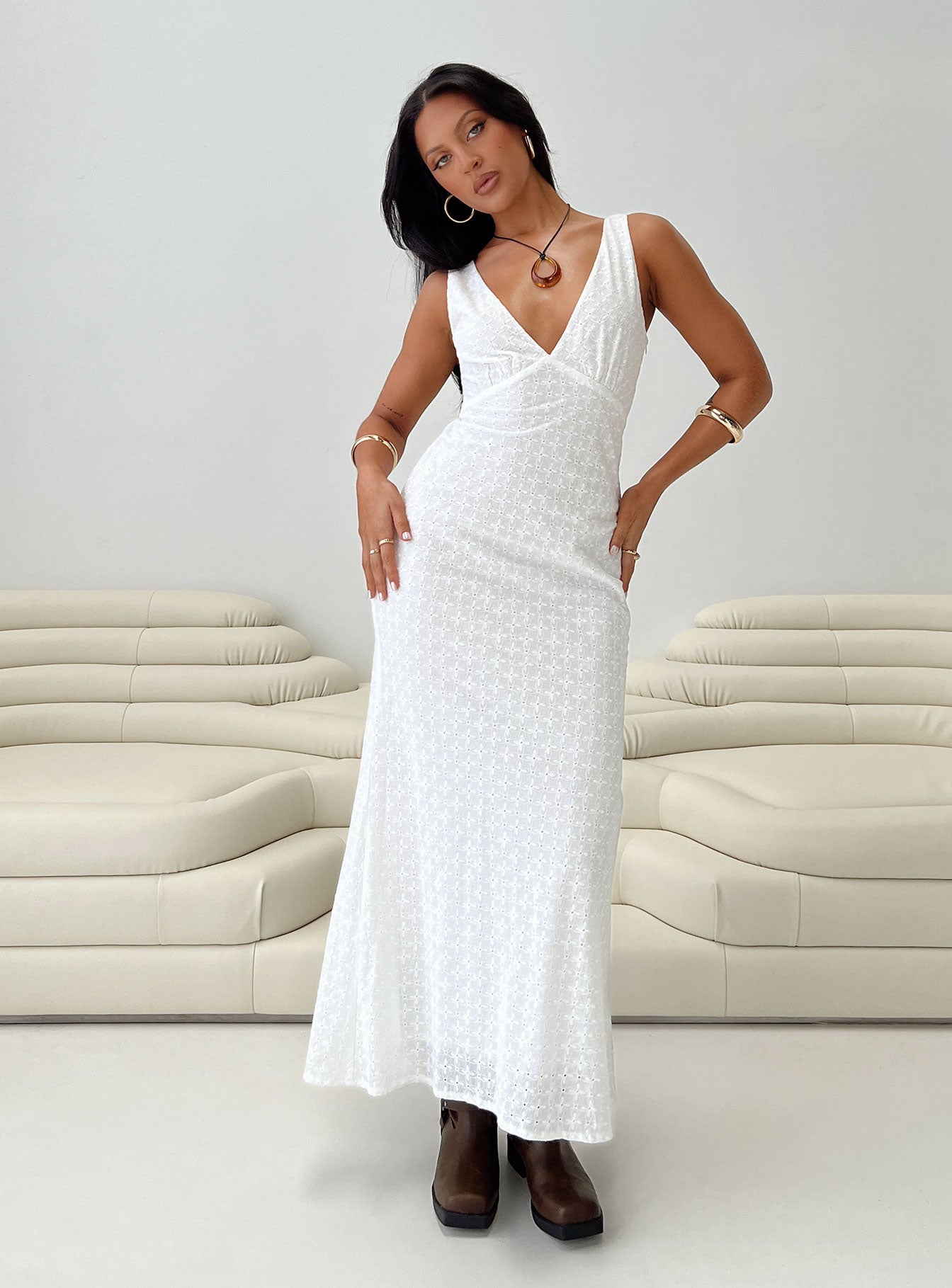 Nellie Maxi Dress White - women's maxi dress by Ellevoria