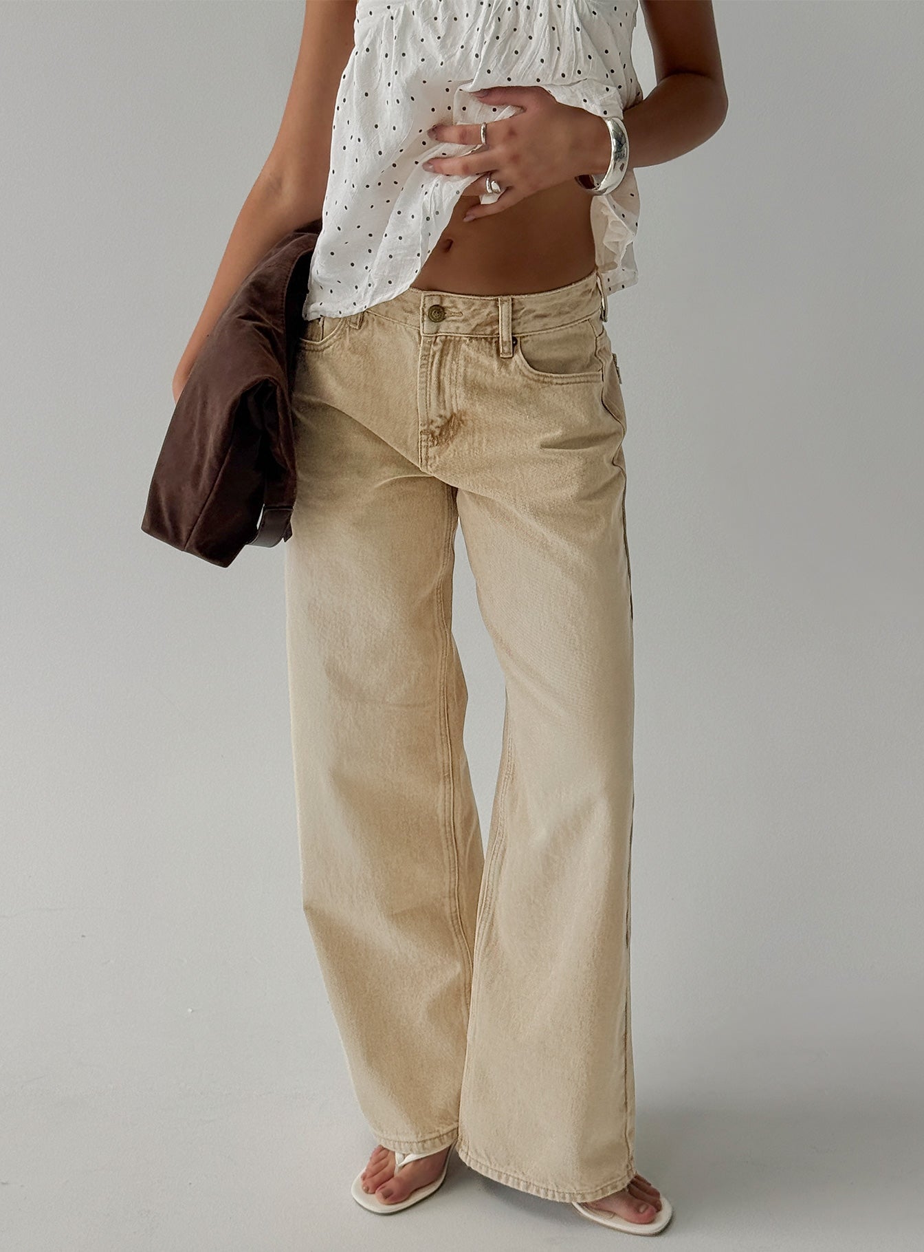 Serenitia Mid Rise Relaxed Jeans Sandy Brown Wash women's denim jeans by Ellevoria
