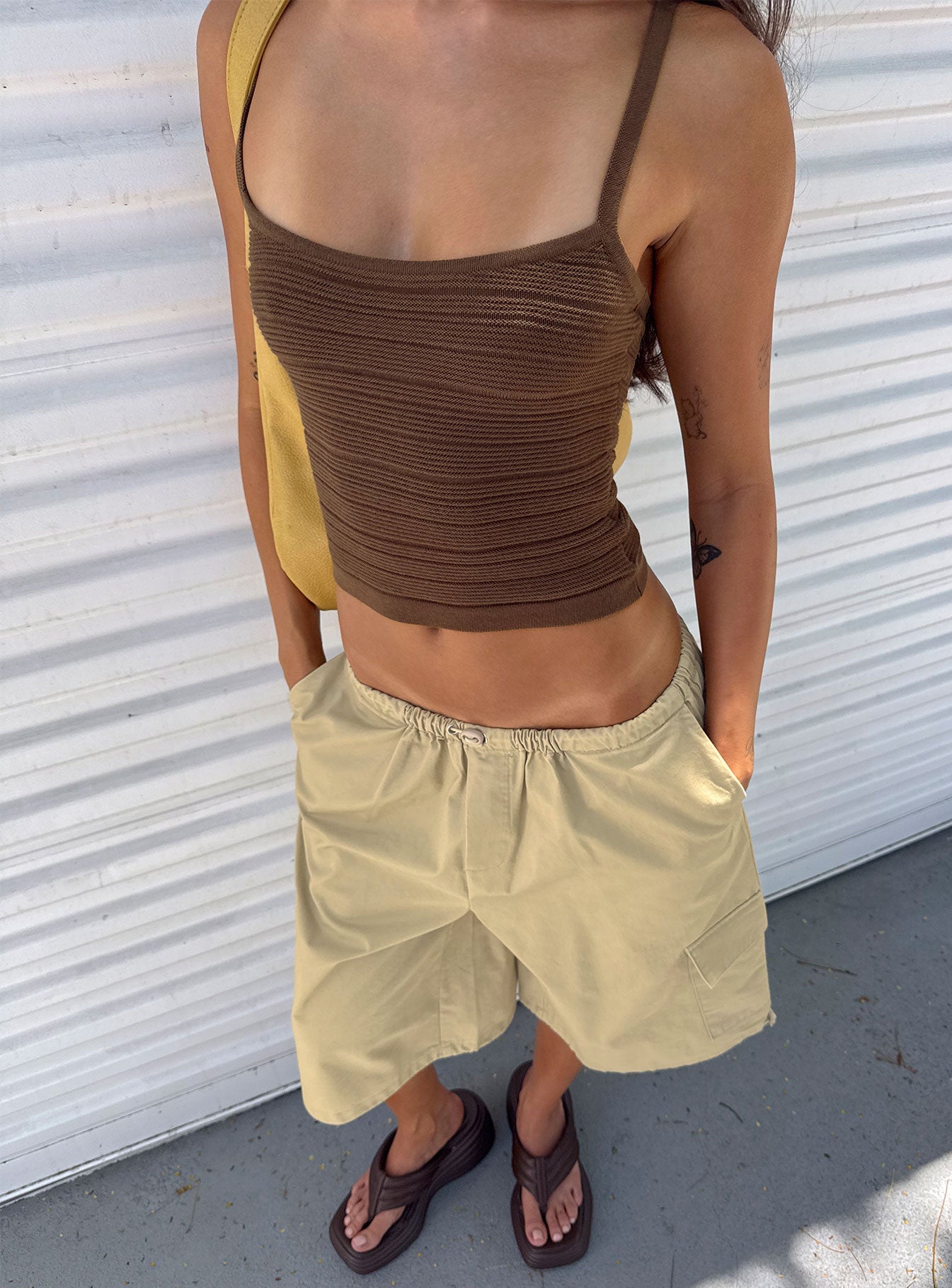 Wilah Knit Tank Top Brown - women's top by Ellevoria