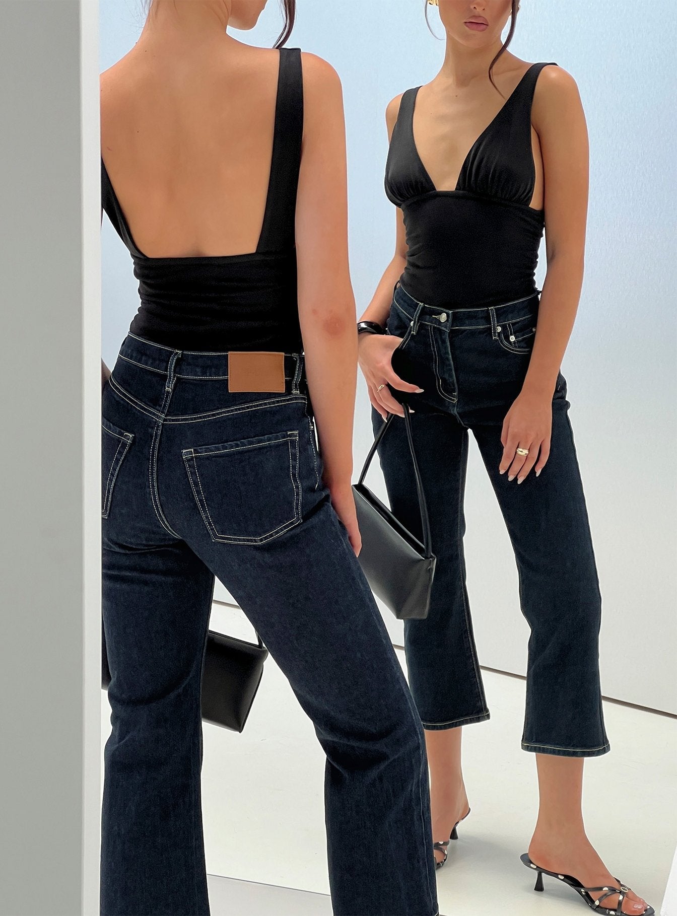 Cindee High Rise Cropped Jeans Raw Indigo women's denim jeans by Ellevoria