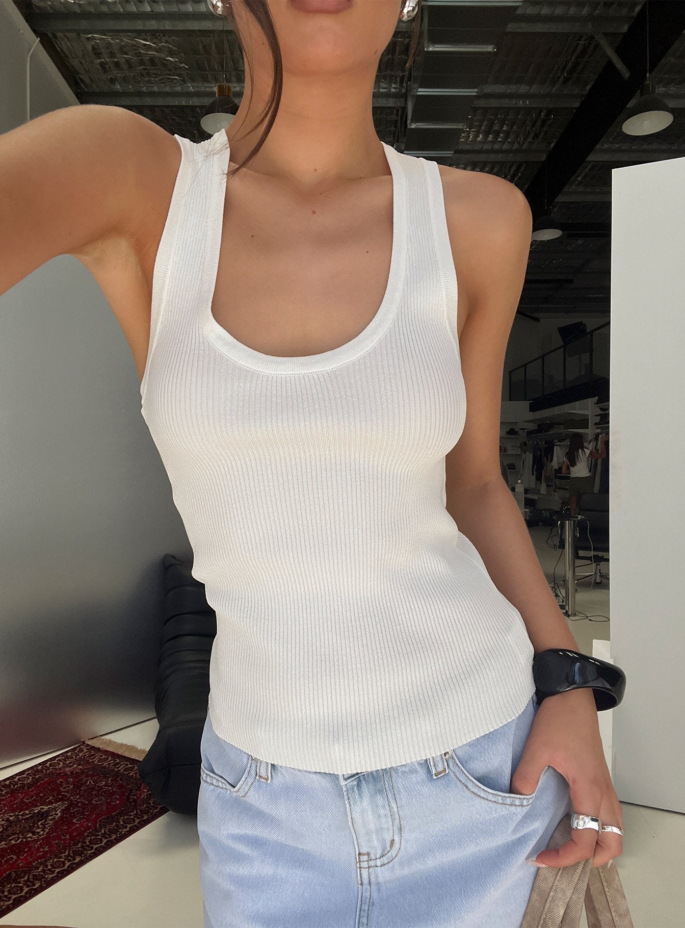 Kyrella Longline Tank Top White - women's top by Ellevoria