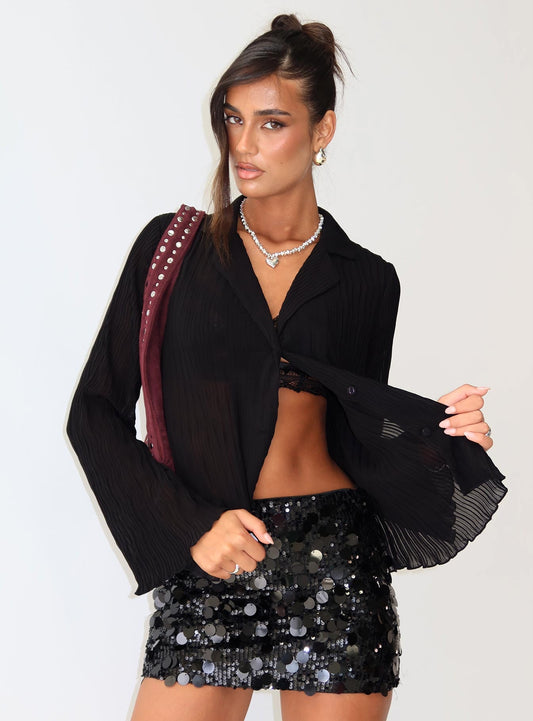 Selma Shirt Black - women's shirt by Ellevoria