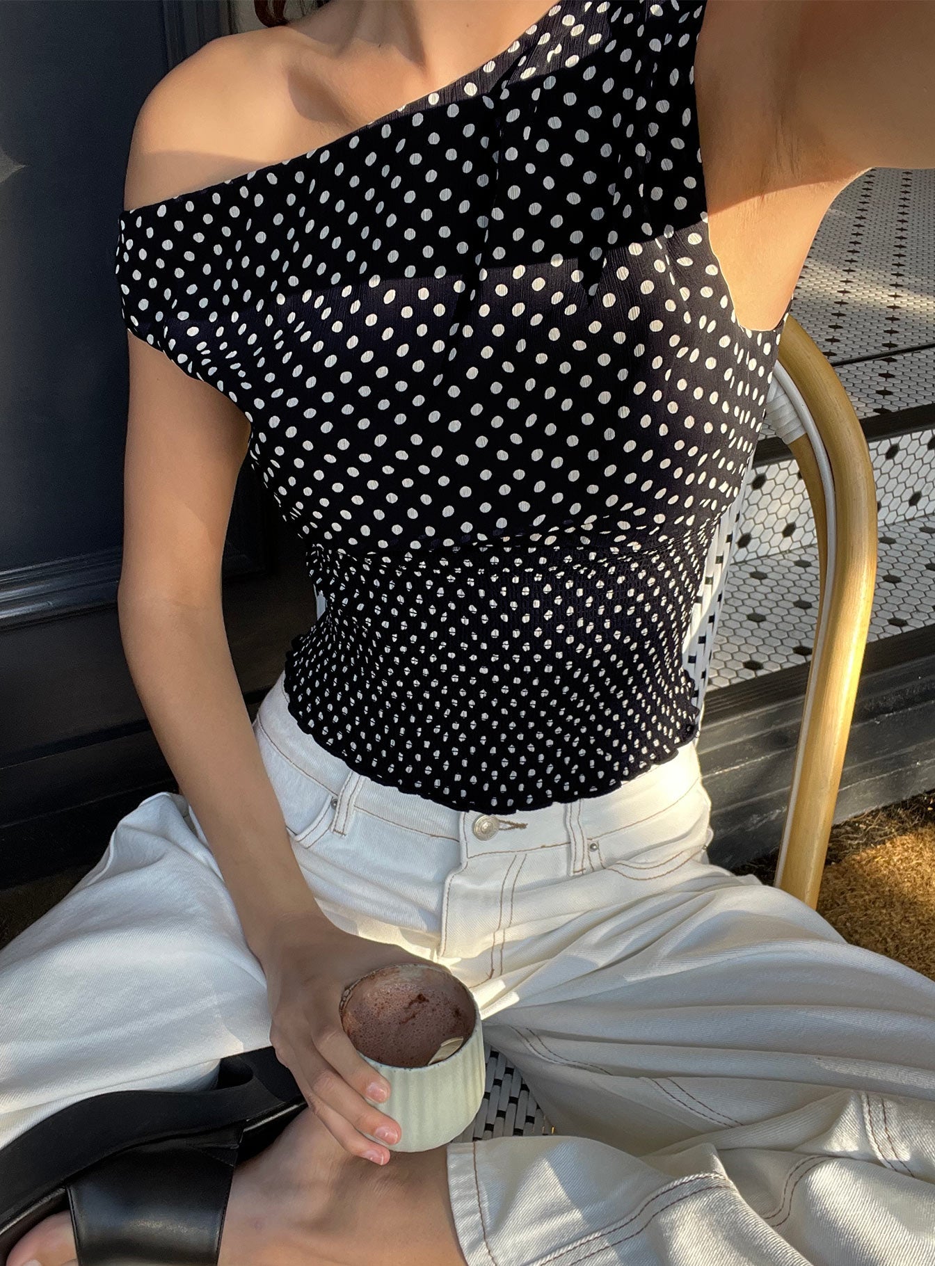 Ready To Party Off Shoulder Top Black Polka Dot women's two piece set by Ellevoria