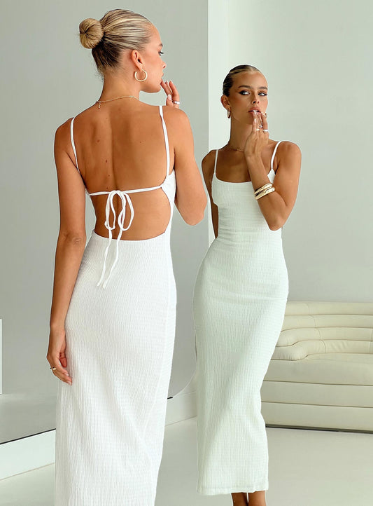 Elestria Maxi Dress White - women's maxi dress by Ellevoria