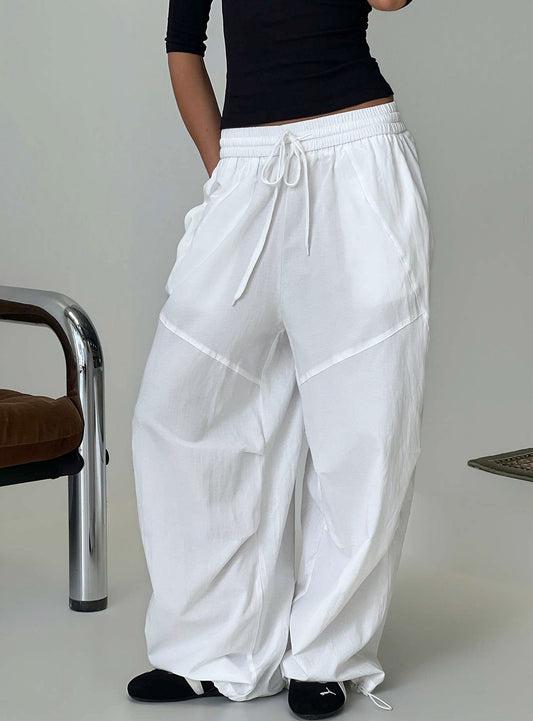 Mankind Baggy Cargo Pants White - loose fit women's bottoms by Ellevoria