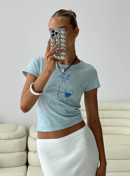 Cheers To You Tee Blue - women's top by Ellevoria