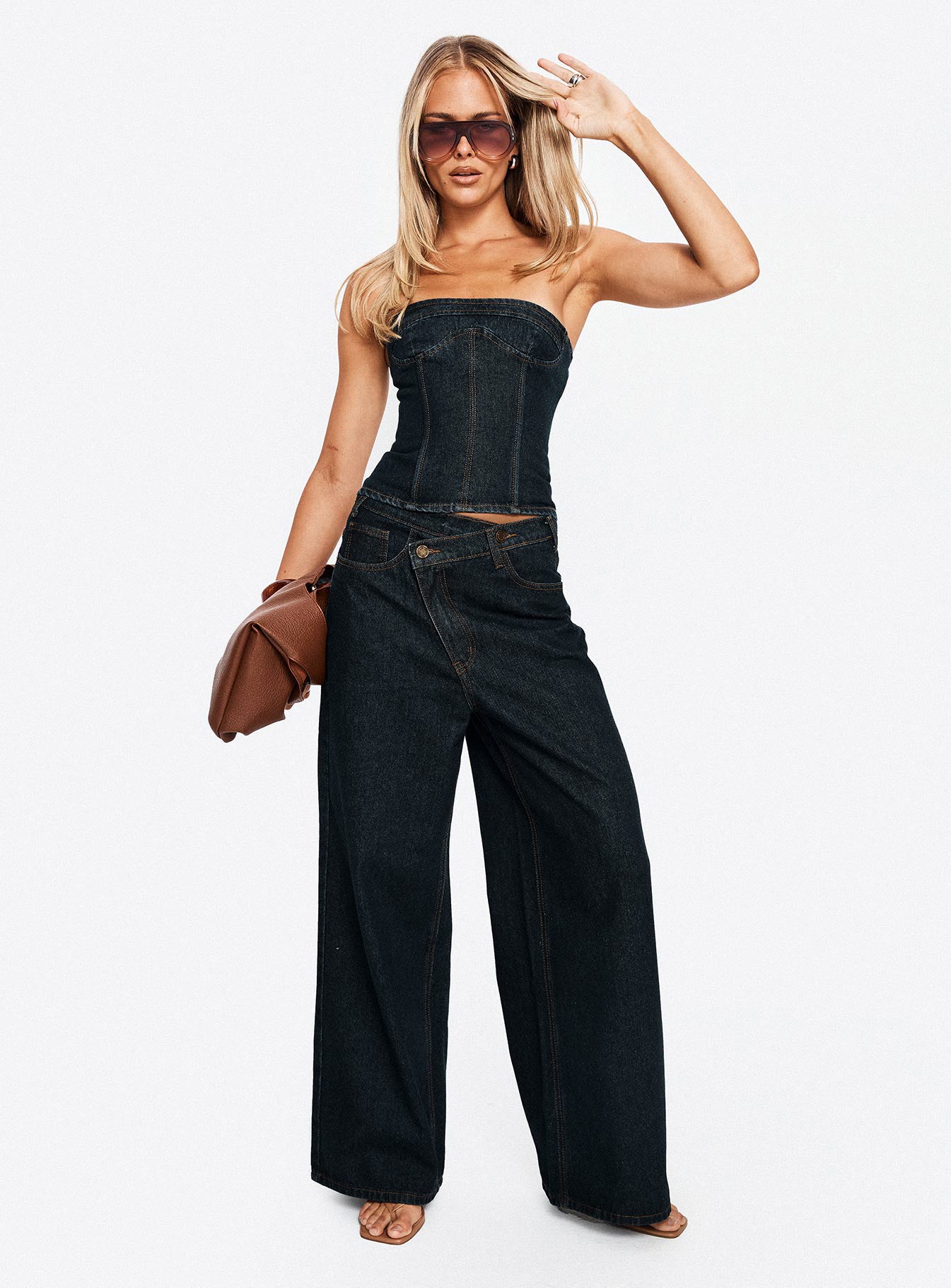 Blue Crush Low Rise Wide Leg Jeans Indigo women's denim jeans by Ellevoria