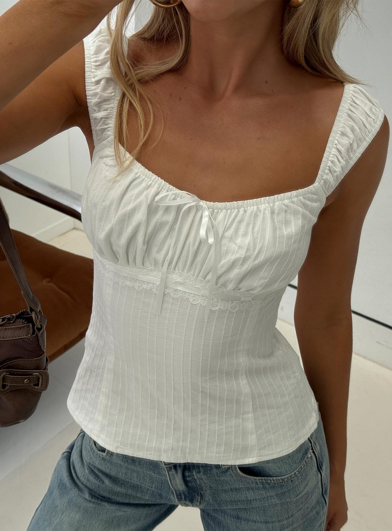 Garconne Textured Top White - women's top by Ellevoria