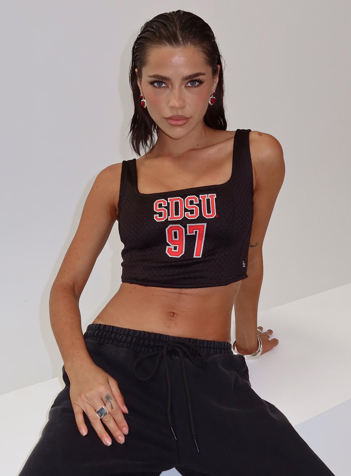 SDSU Jersey Corset Top Black - women's top by Ellevoria