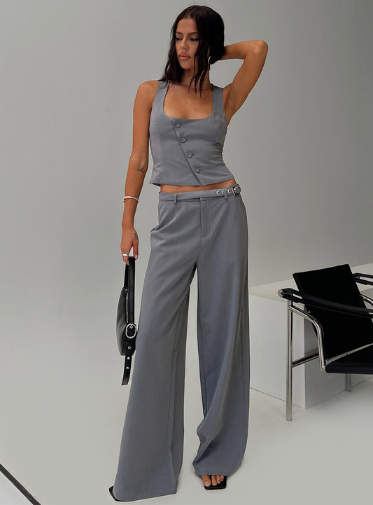 Miku Pants Charcoal women's pant set by Ellevoria