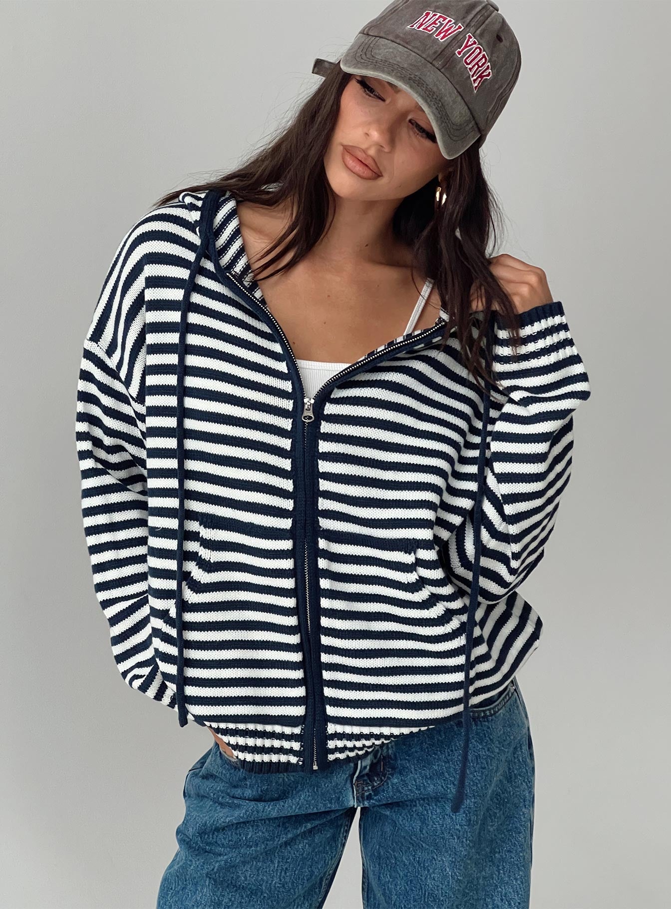 Brienna Zip Jacket Navy women's jacket by Ellevoria