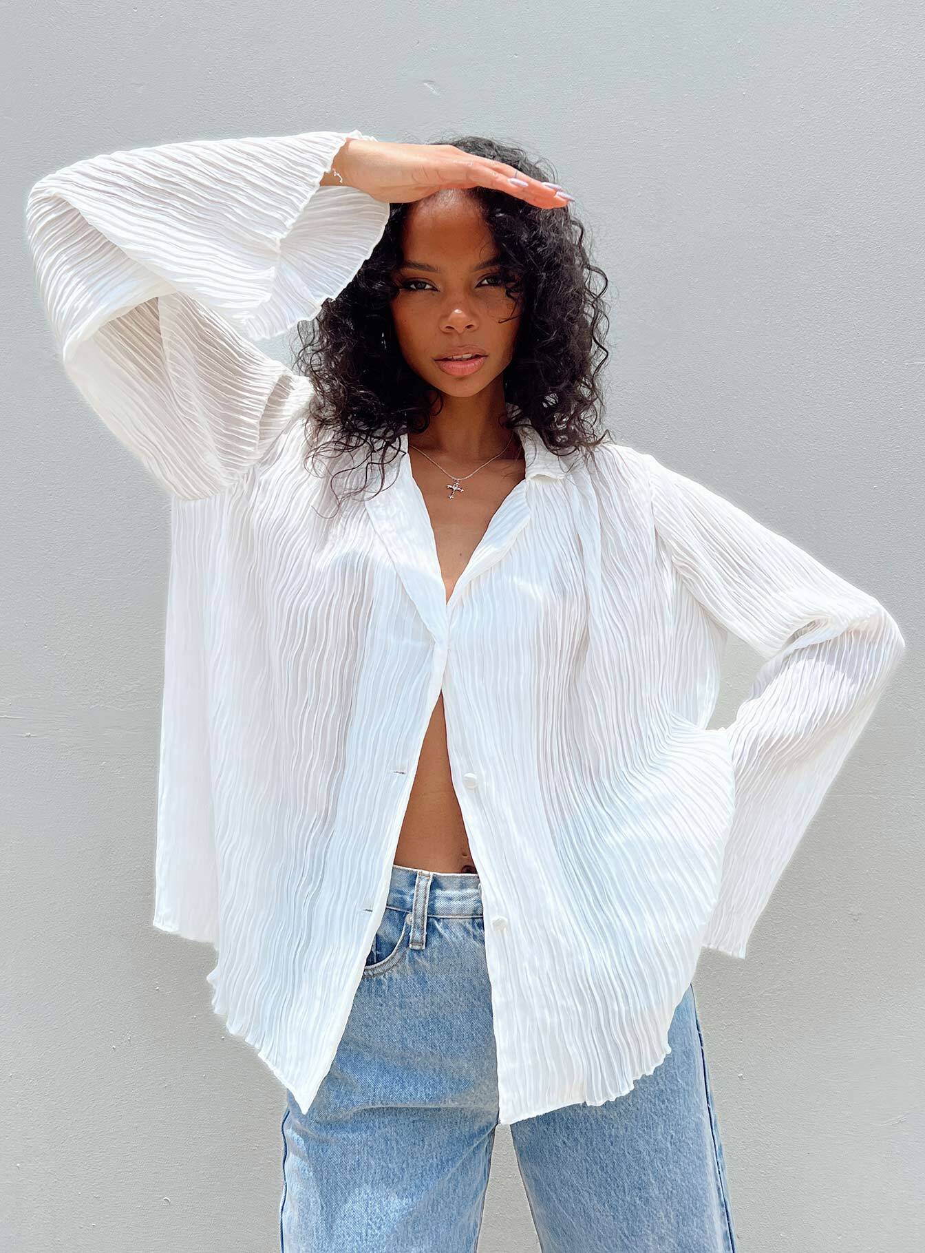 Selma Shirt White - women's shirt by Ellevoria