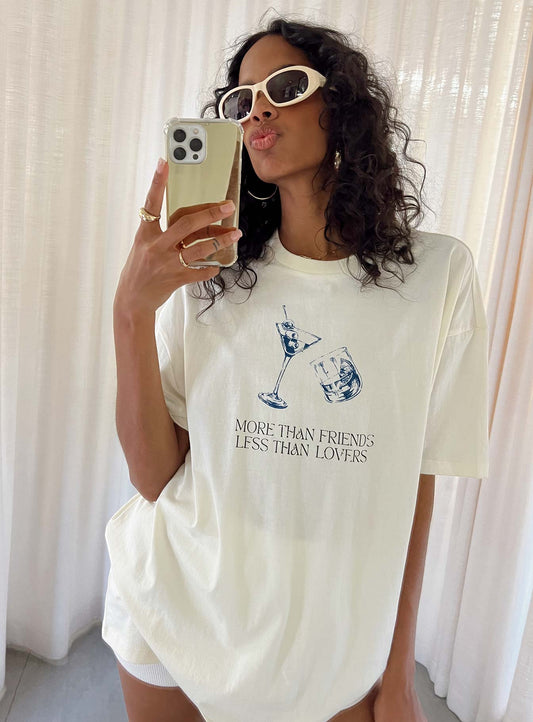 More Than Friends Oversized Tee Off White - women's top by Ellevoria