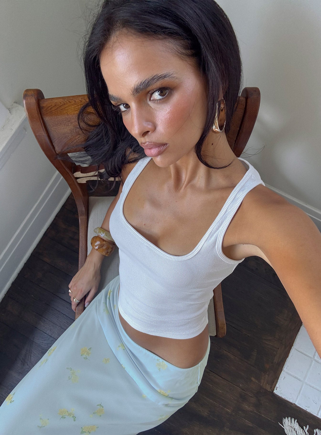 Baseline Square Neck Rib Tank Top White - women's top by Ellevoria