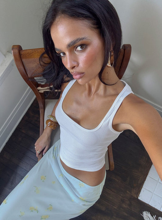 Baseline Square Neck Rib Tank Top White - women's top by Ellevoria