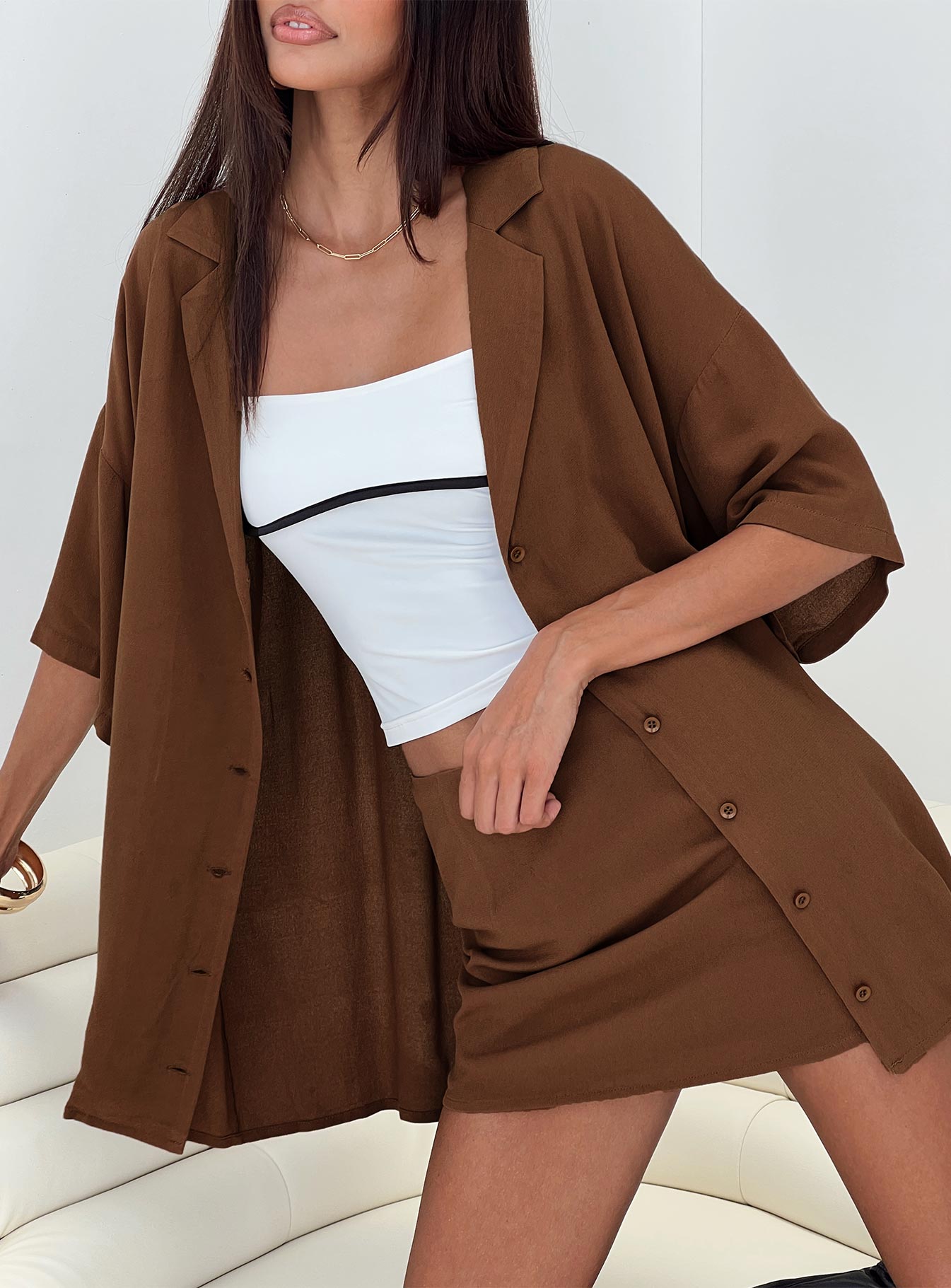 Caraliia Shirt Brown - women's shirt by Ellevoria