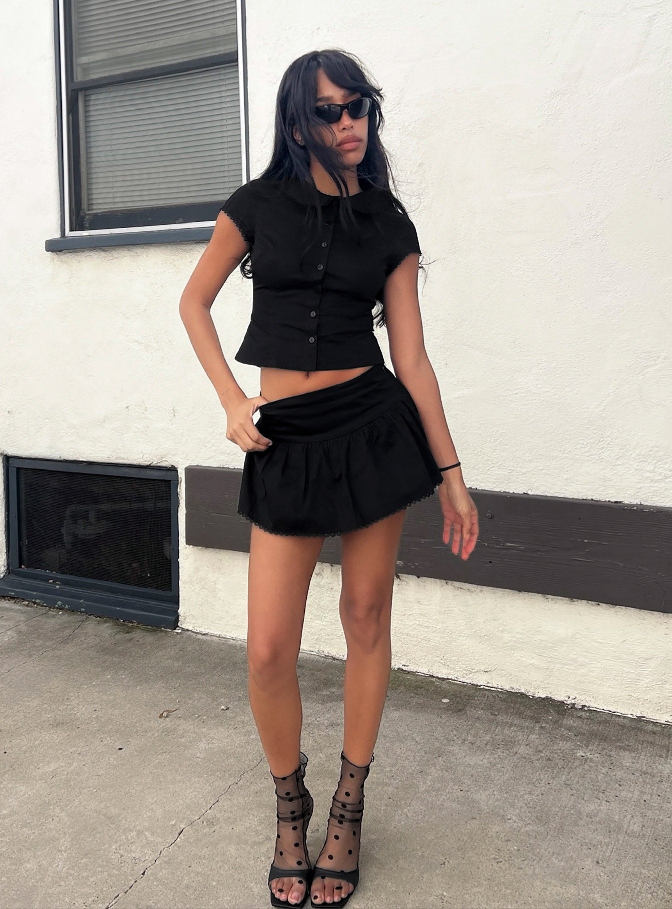 Sweet Treat Button Up Set Black women's two piece set by Ellevoria